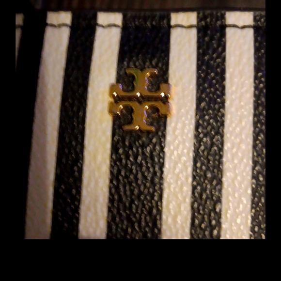 Tory Burch Crossbody Or Shoulder Tote, Striped in Black and White (EUC) - Picture 2 of 16